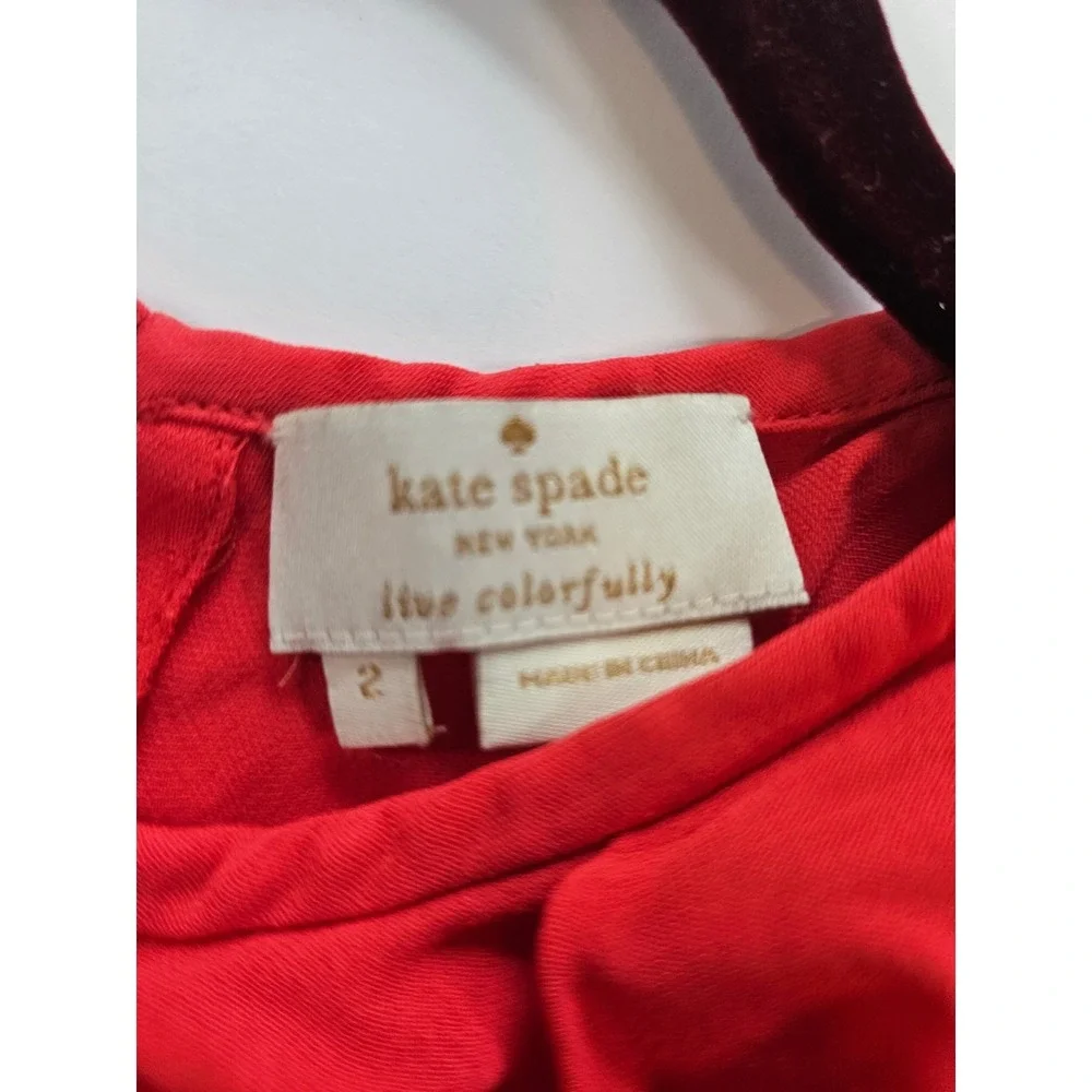 Kate‎ Spade Ruffle Blouse Womens 2 Red Sleeveless Keyhole Back Top